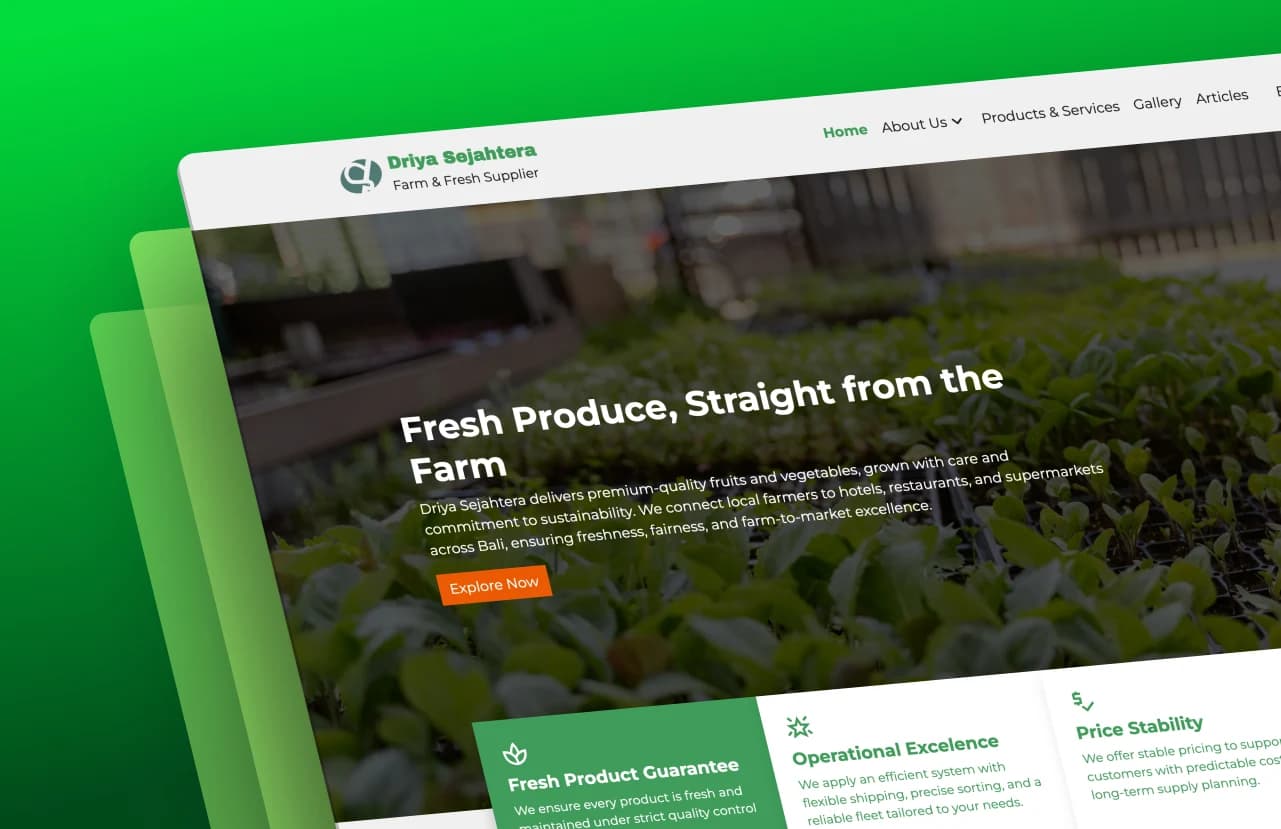 Driyas Farm Portfolio Banner